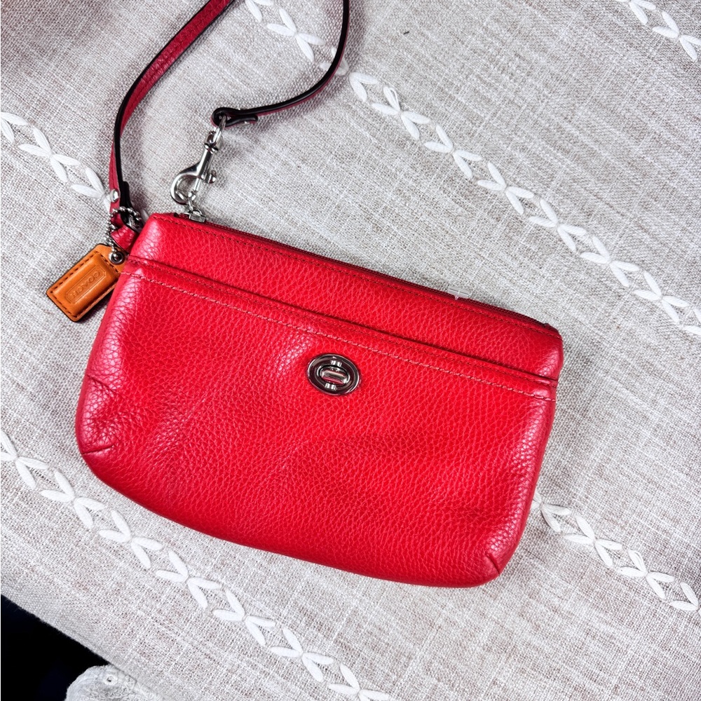 Coach Red Leather Turn Key Wrislet